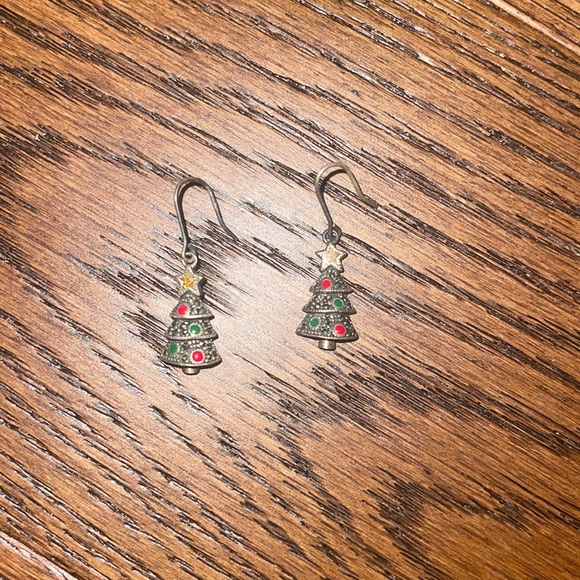 Vintage Christmas tree earrings - Picture 2 of 3